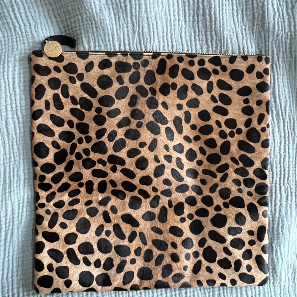 Clare V pony hair Leopard Print foldover clutch/Pouch